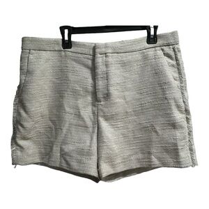 Banana Republic Ryan Shorts Womens Size‎ 14, Cream Colored Tweed Fringe Side.